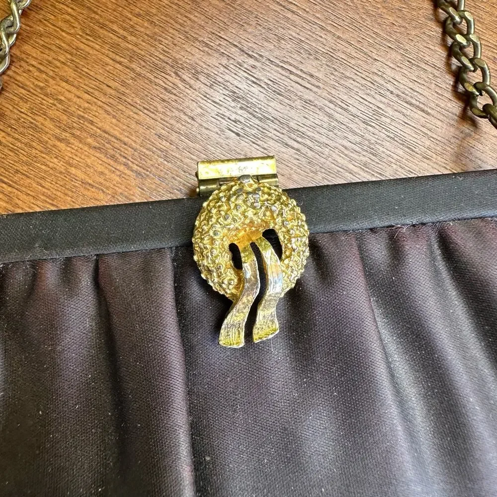 Vintage 1960s Womens Black Purple Convertible Handbag Clutch